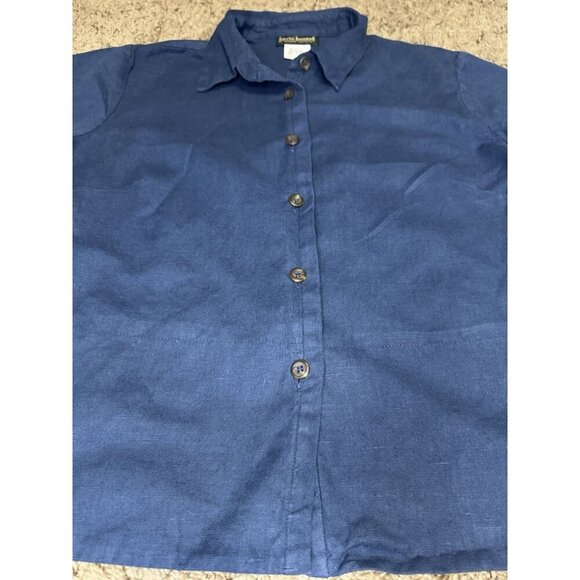 HARVE BENARD Linen Navy Top & Pant Set Resort Wear Minimalist Travel Beach XL - Picture 9 of 15